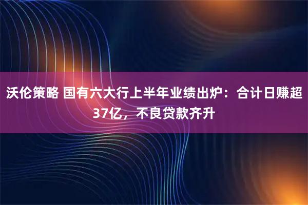 沃伦策略 国有六大行上半年业绩出炉：合计日赚超37亿，不良贷款齐升